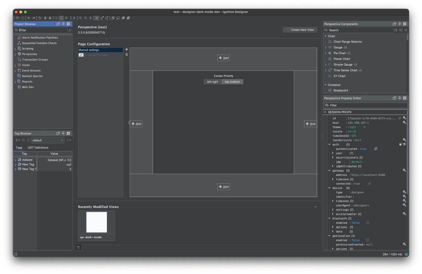 Ignition Designer with Mustry Designer Dark Mode enabled